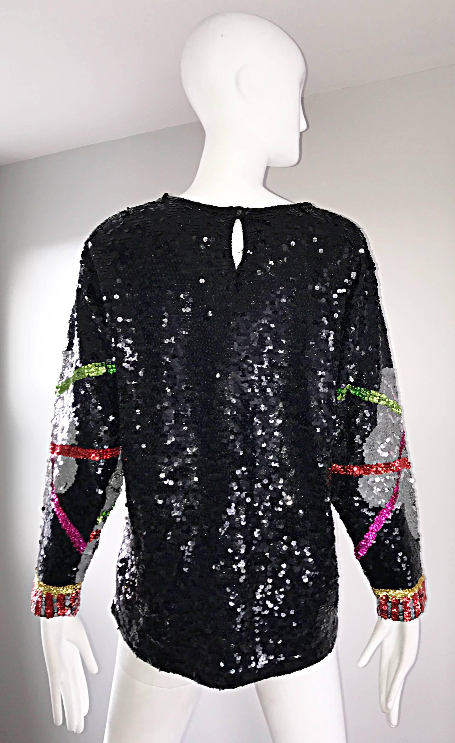 black sequin long sleeve shirt