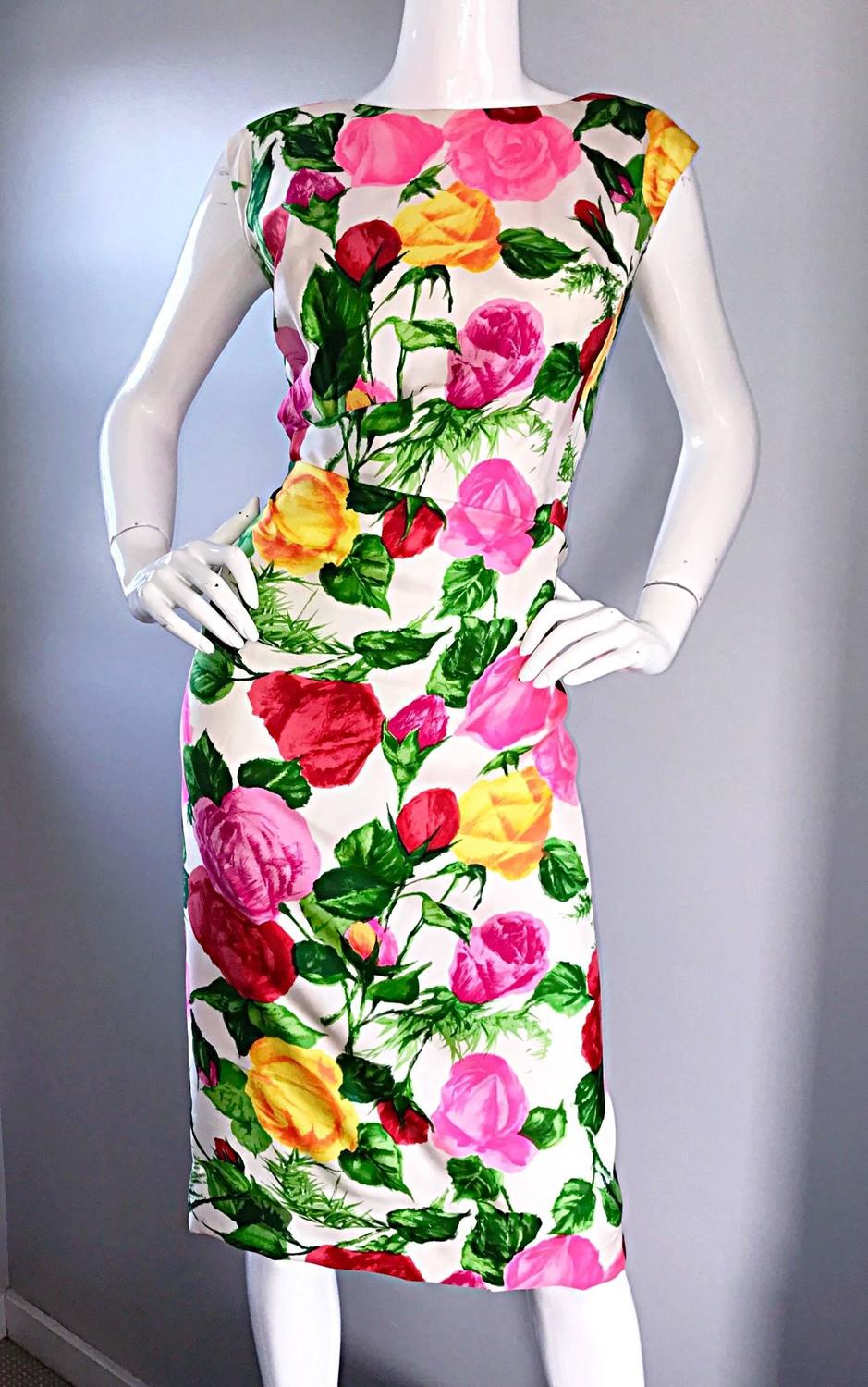 1950s I Magnin Demi Couture Silk Rose Flower 50s 60s Vintage