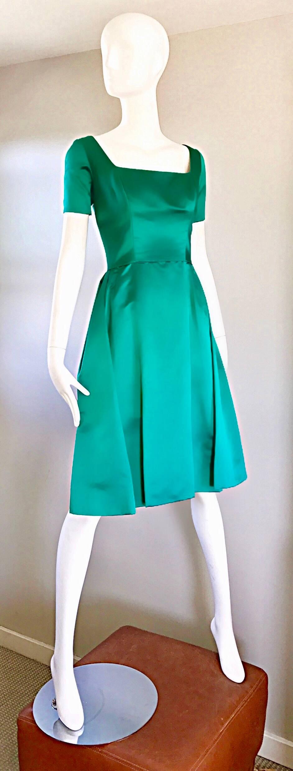 kelly green silk dress