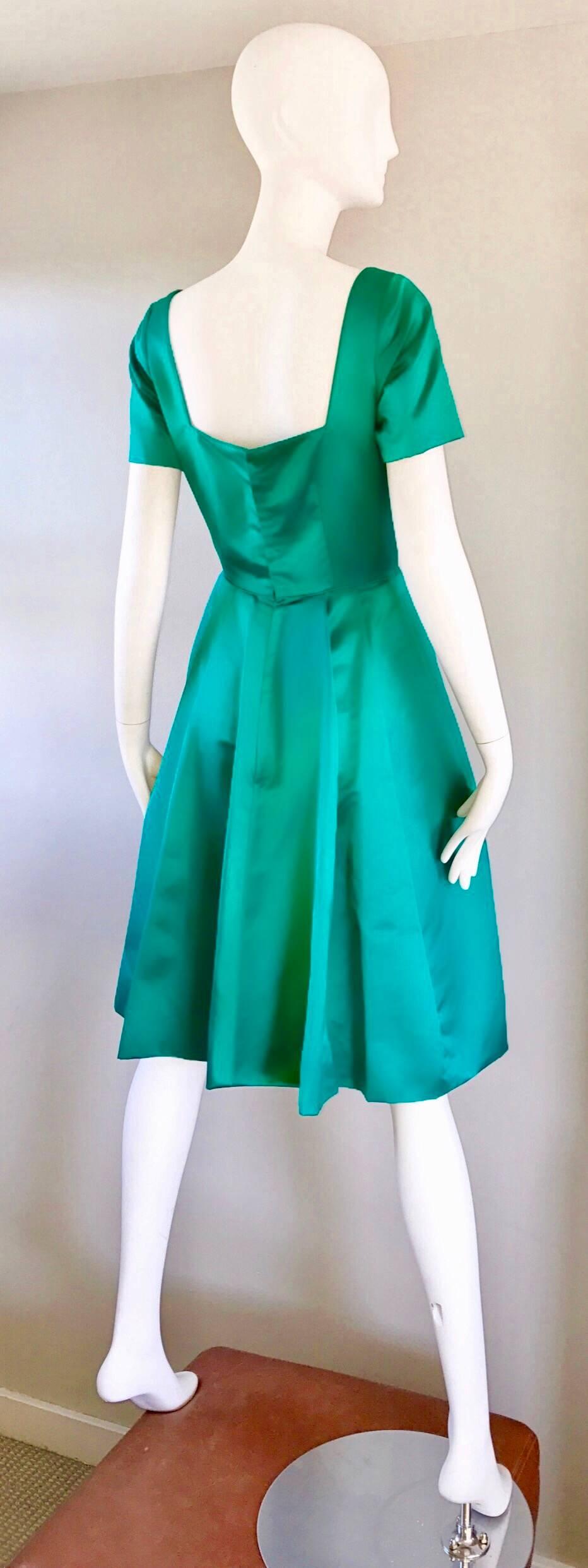 kelly green satin dress