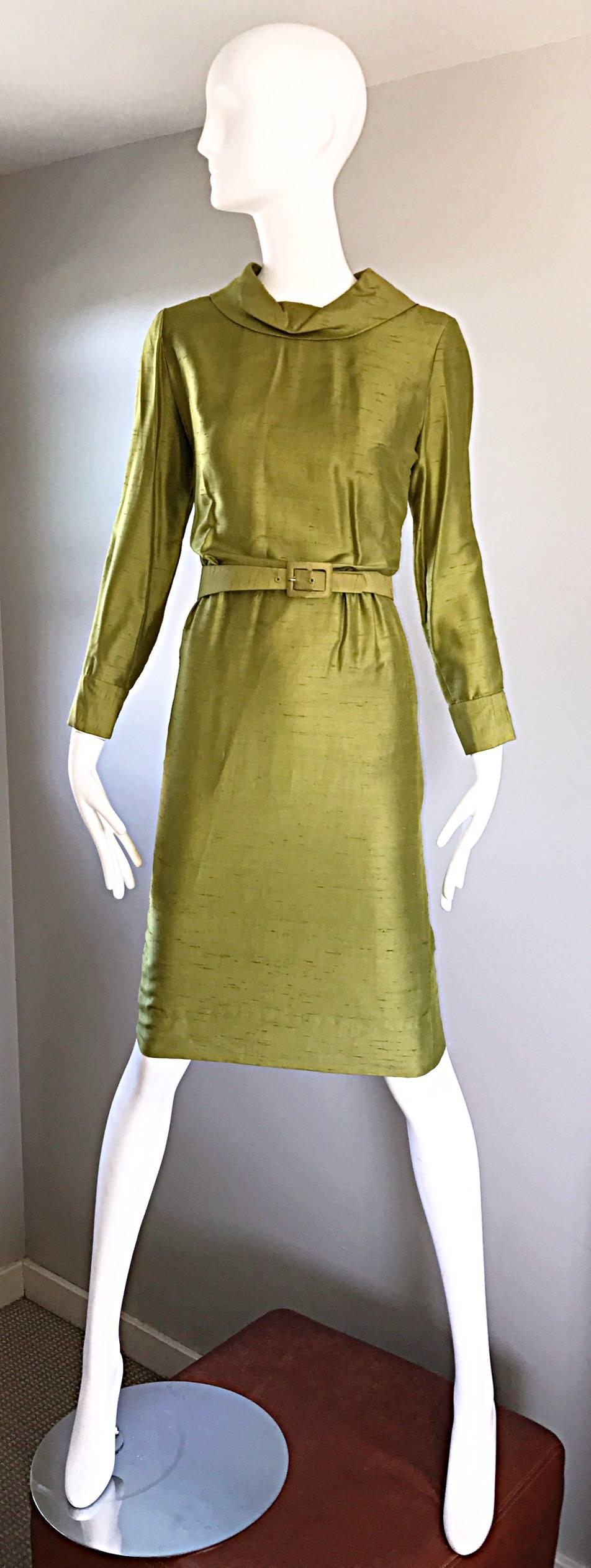 chartreuse silk dress