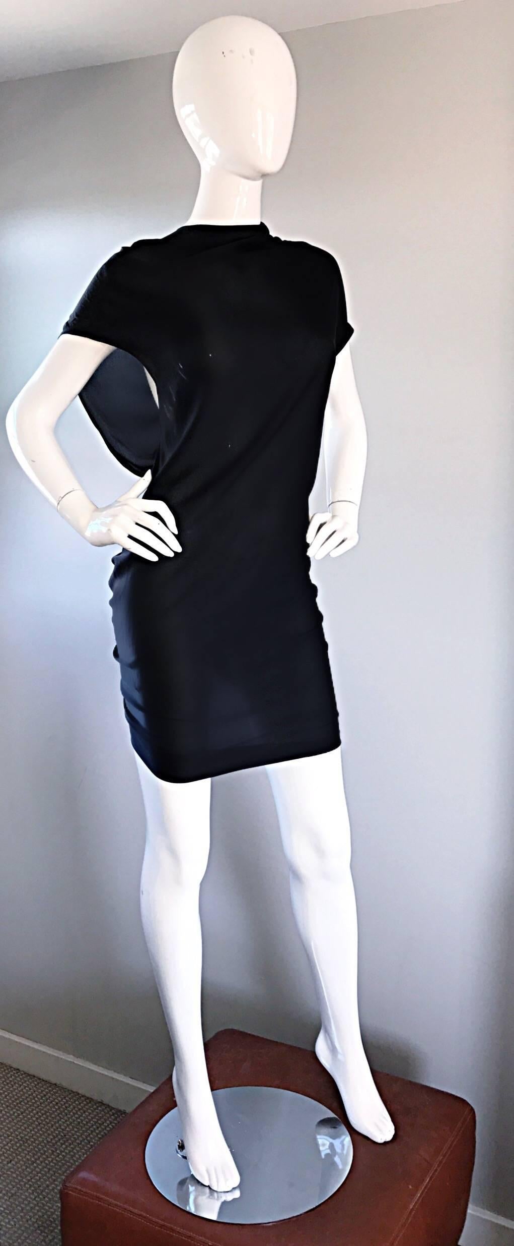 Women's Rare Alexander McQueen Black Silk 2010 Black Runway ' Skeleton ' Mini Dress