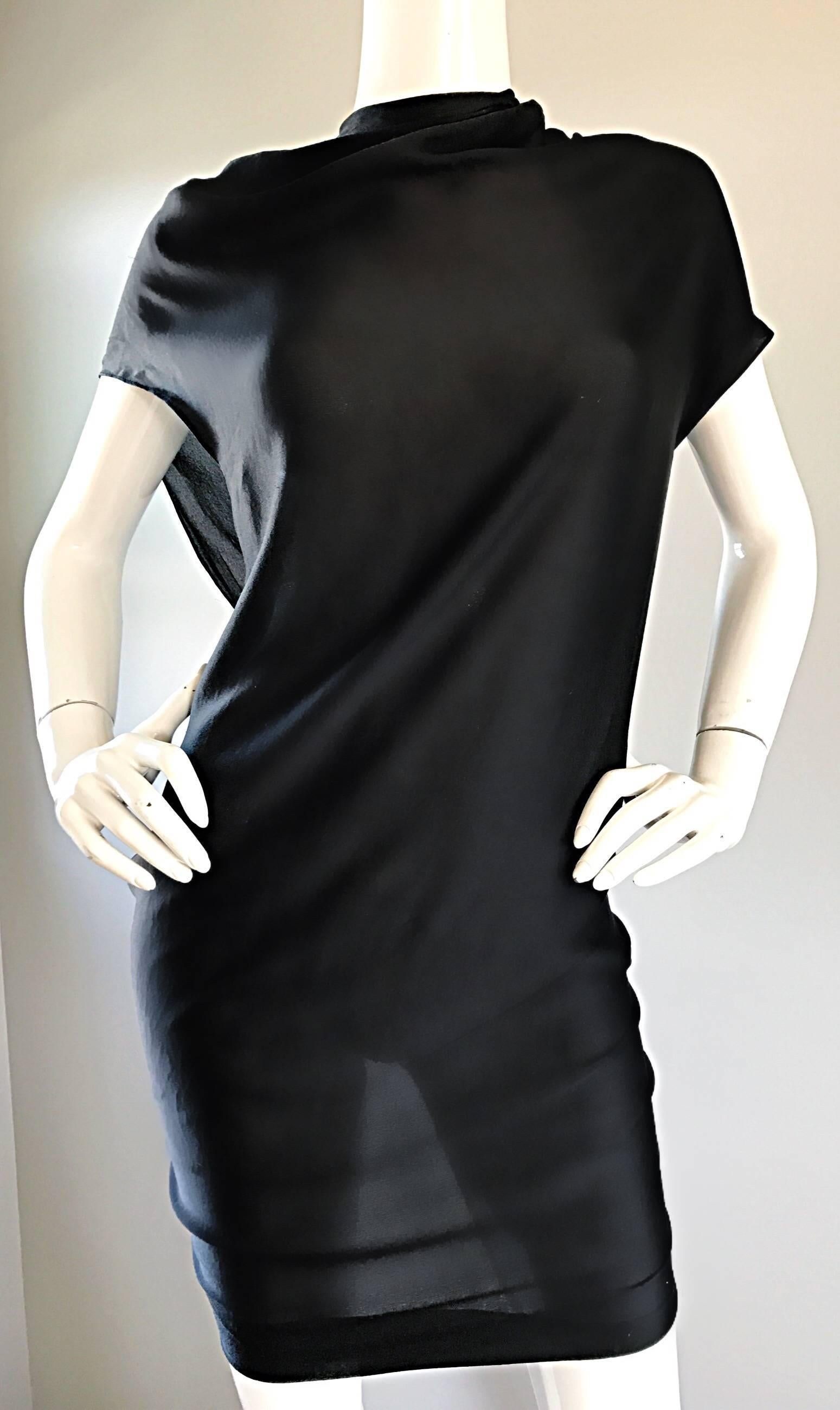 Rare Alexander McQueen Black Silk 2010 Black Runway ' Skeleton ' Mini Dress 2