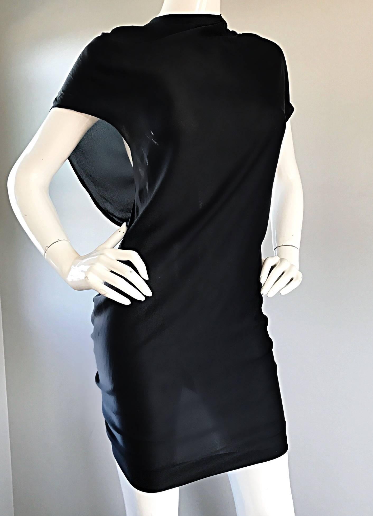 Rare Alexander McQueen Black Silk 2010 Black Runway ' Skeleton ' Mini Dress 4