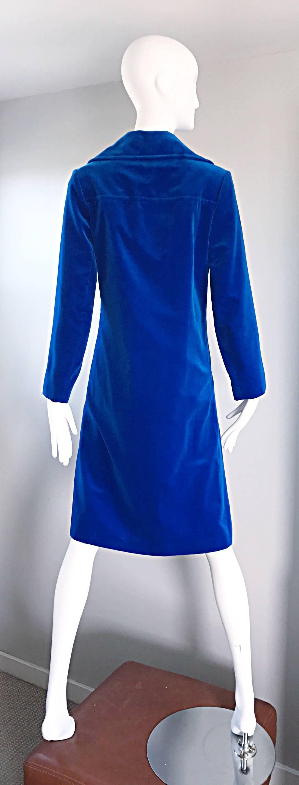 1960s Surrey Classics Cerulean Royal Blue Velvet Double Breasted Jacket ...
