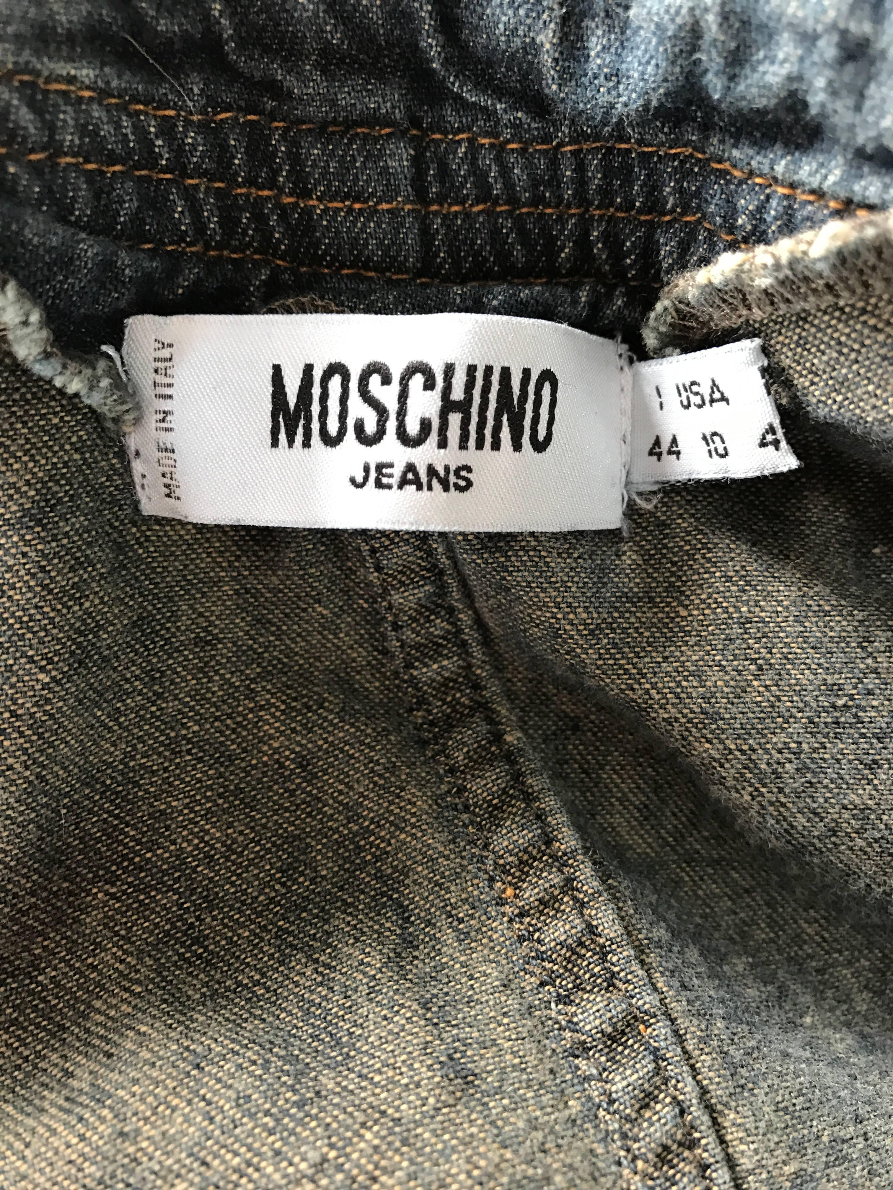 Superbe veste chemise Moschino vintage en jean bleu taille 10 (années 1990) 5