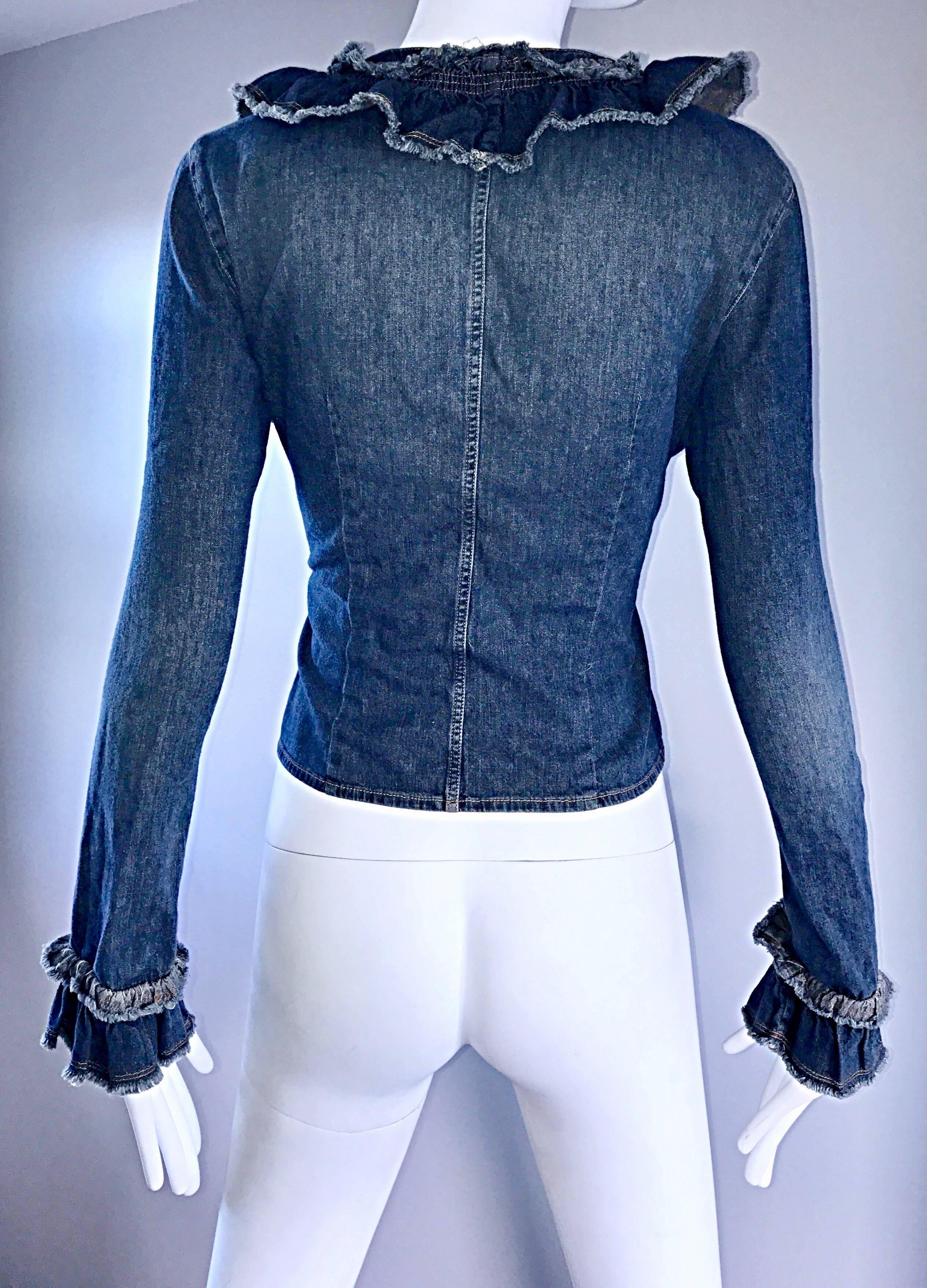 Superbe veste chemise Moschino vintage en jean bleu taille 10 (années 1990) 3