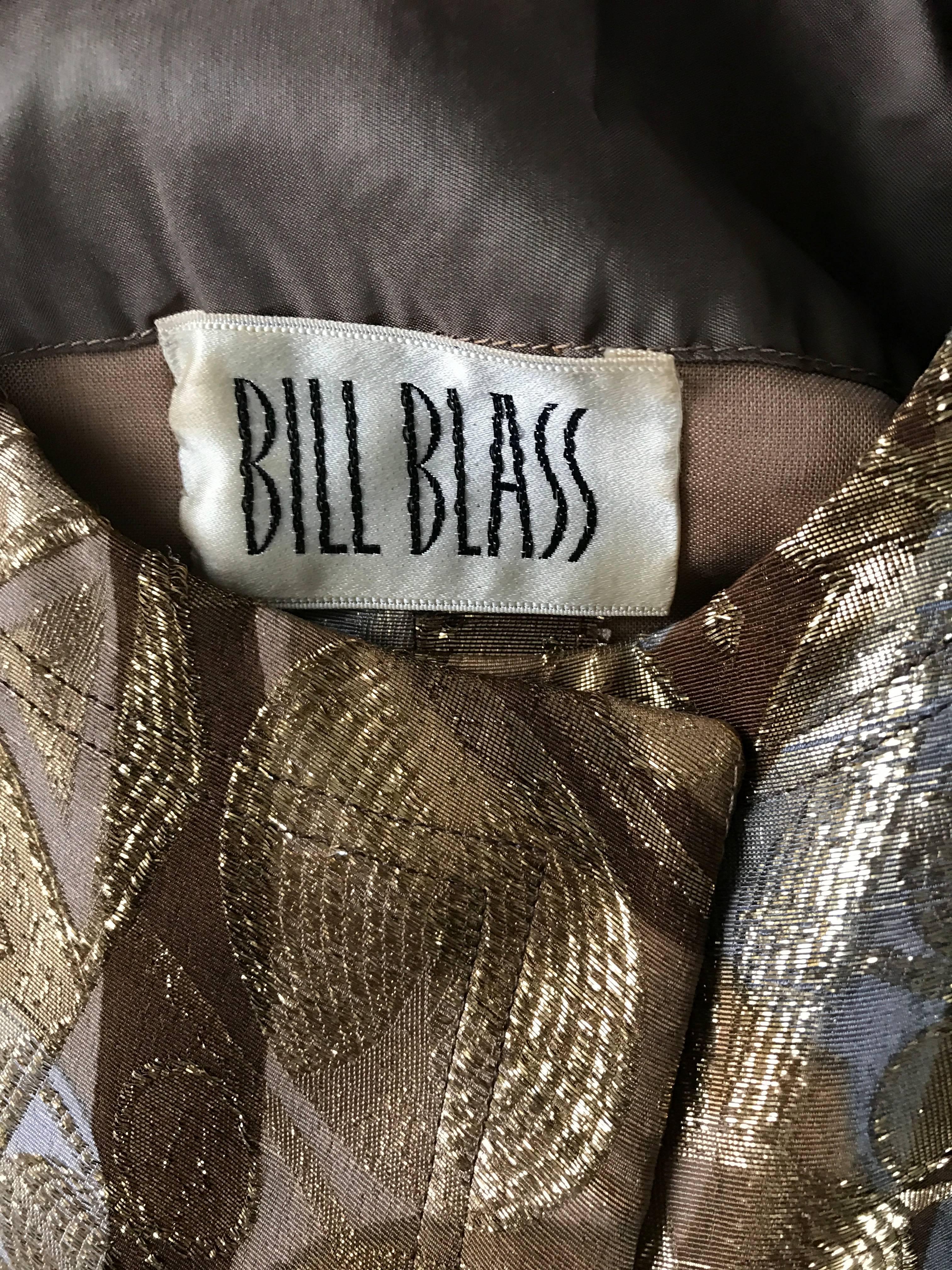 Bill Blass 1960s Vintage Silk Metallic 60s Mink Trimmed Dress Jacket Swing Coat  For Sale 2