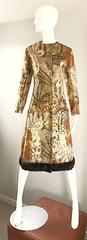 Bill Blass 1960s Vintage Silk Metallic 60s Mink Trimmed Dress Jacket Swing Coat