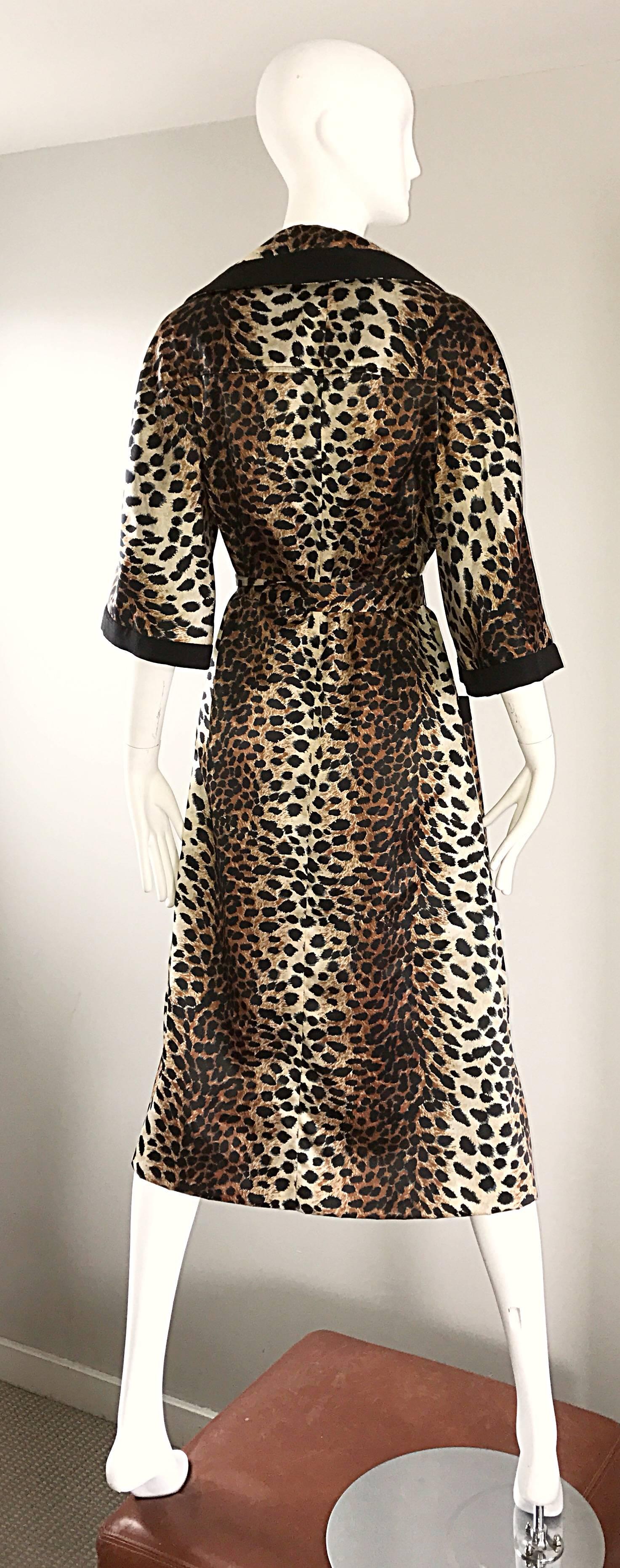 1960s Lilli Ann Leopard Cheetah Print Vintage Fabulous 60s Trench Jacket Coat  1