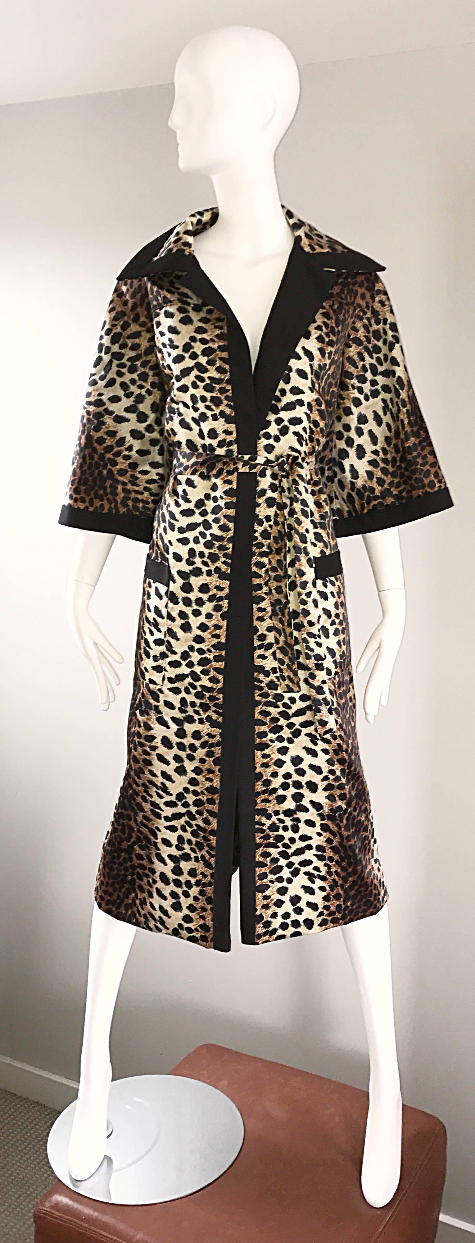 1960s Lilli Ann Leopard Cheetah Print Vintage Fabulous 60s Trench Jacket Coat  2