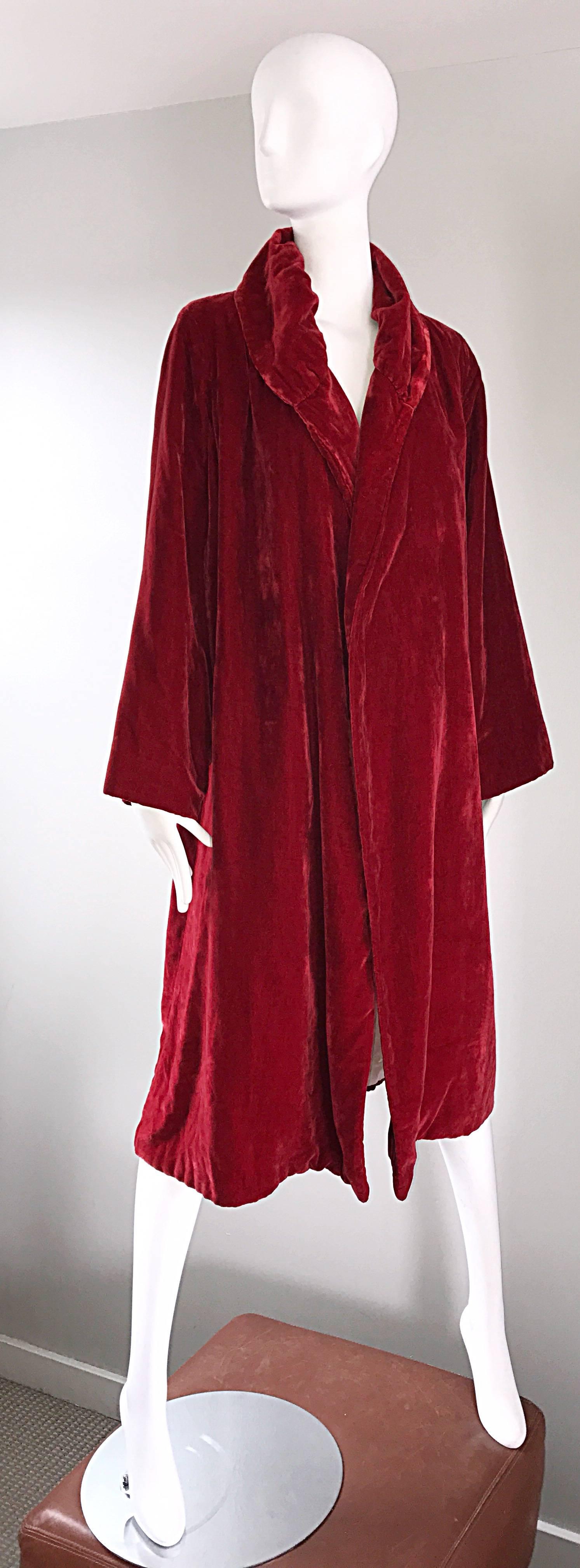 1920s Silk Velvet Blood Red Vintage 20s Luxurious Opera Flapper Jacket Coat 1