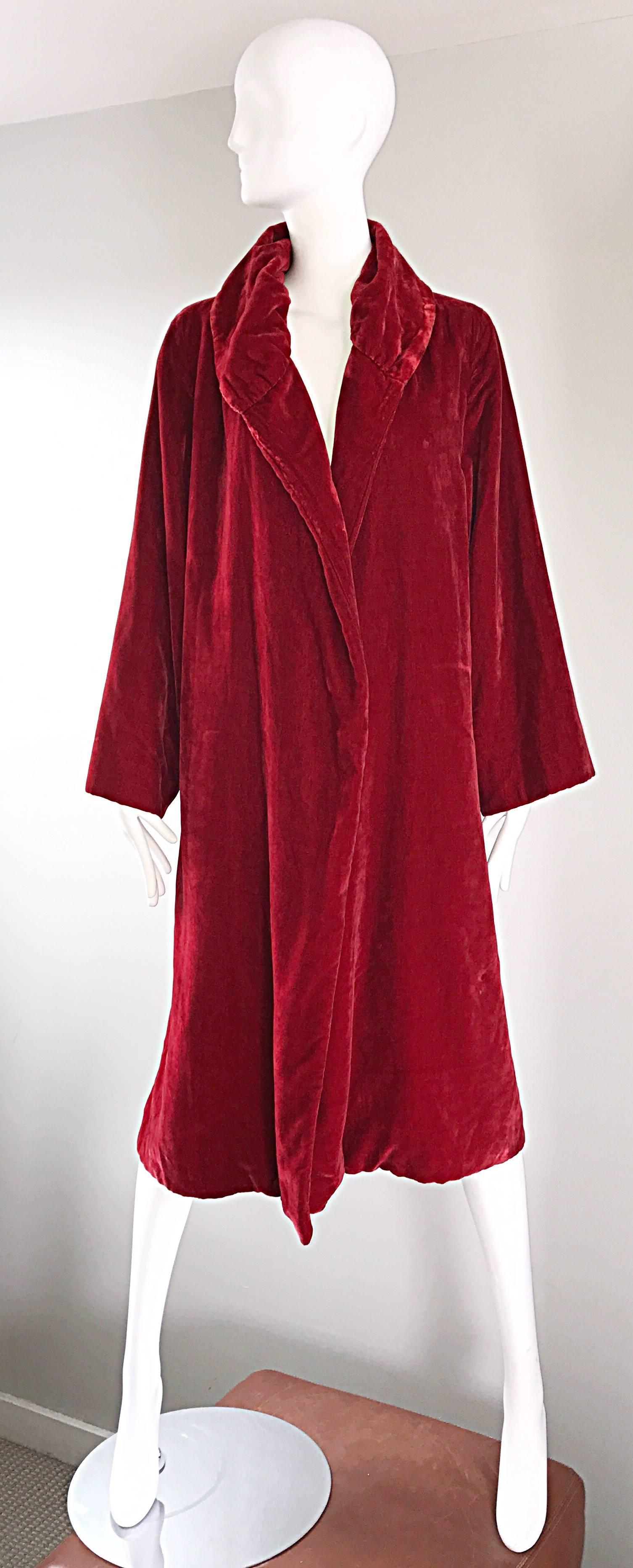 1920s Silk Velvet Blood Red Vintage 20s Luxurious Opera Flapper Jacket Coat 2