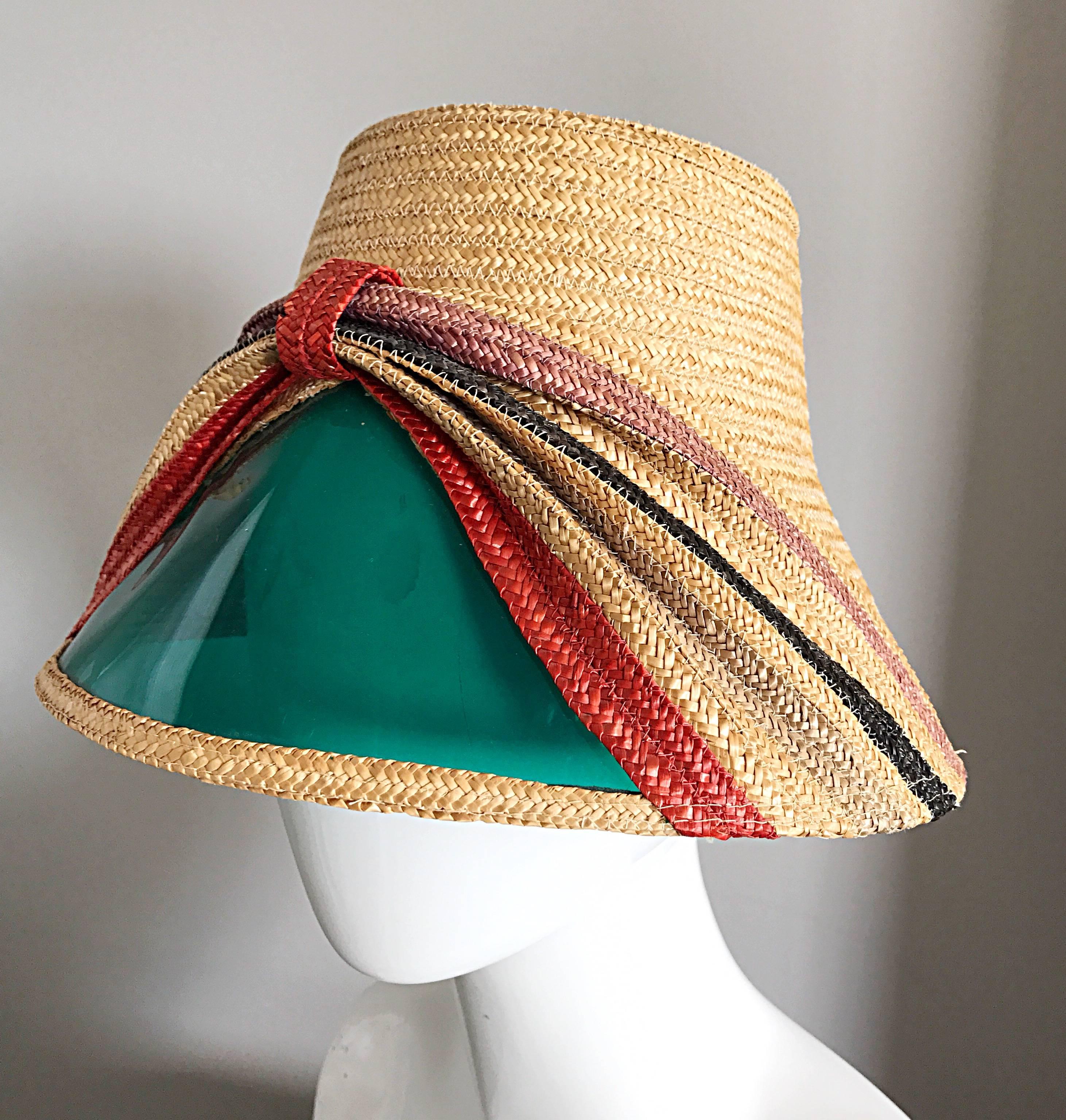 straw hat with built in sunglasses for sale