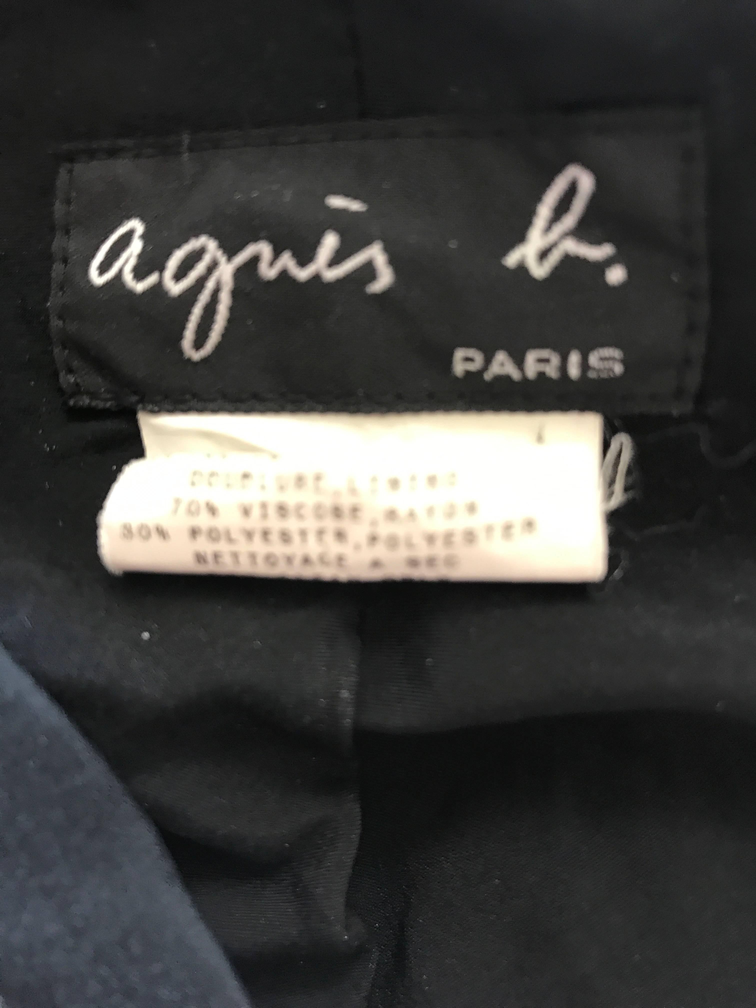 Chic Vintage Agnes B 1990s Black and White 90s French Cropped Tailored Jacket in vendita 5