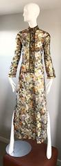 Incredible 1970s Colorful Metallic Chiffon Vintage 70s Boho Kaftan Maxi Dress