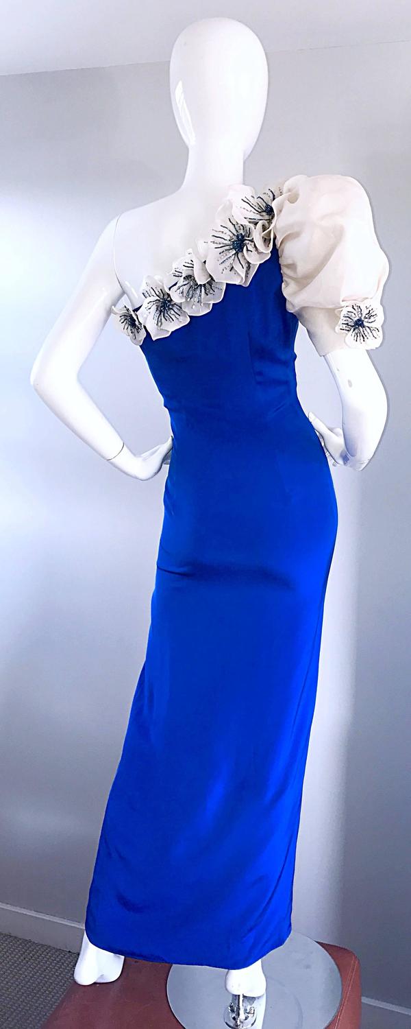 Amazing Vintage Milo Demi Couture Royal Blue One Shoulder Evening Gown ...