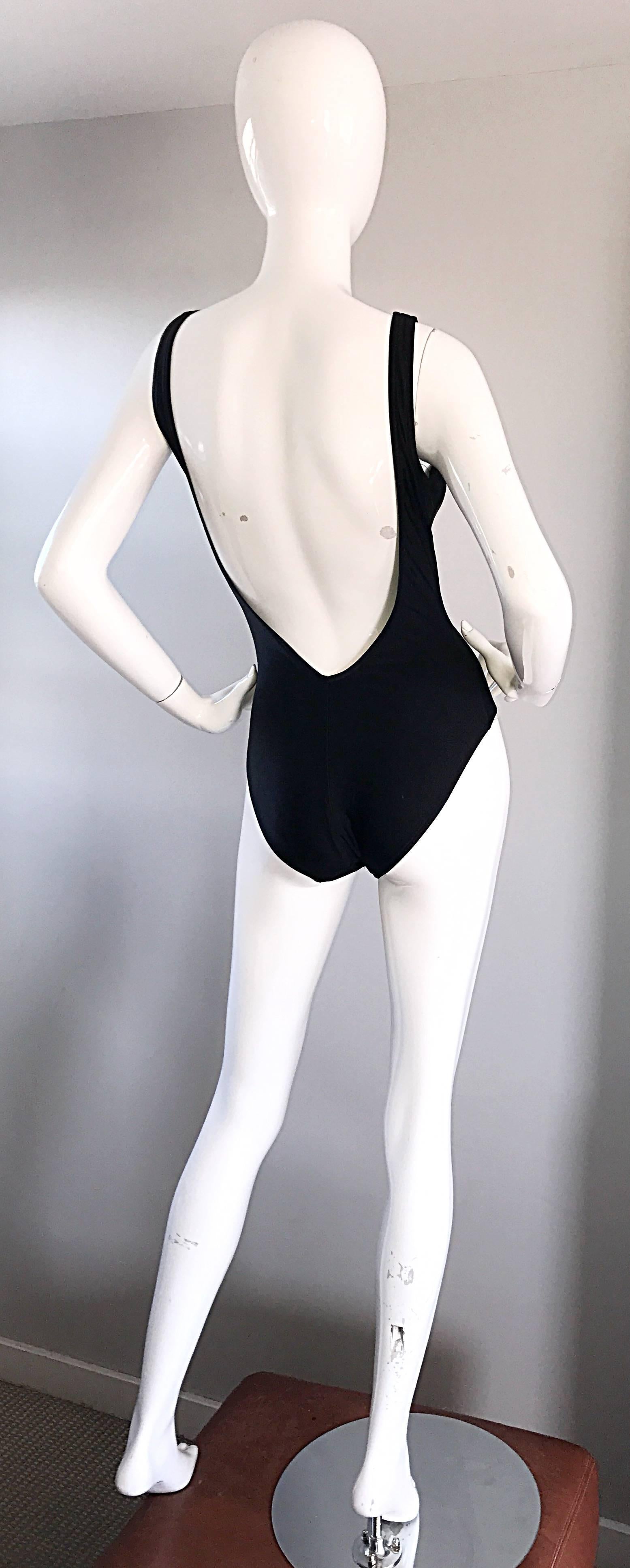 Rare Oscar de la Renta Vintage Tiger 3 - D 90s Black and Gold Swimsuit Bodysuit 3