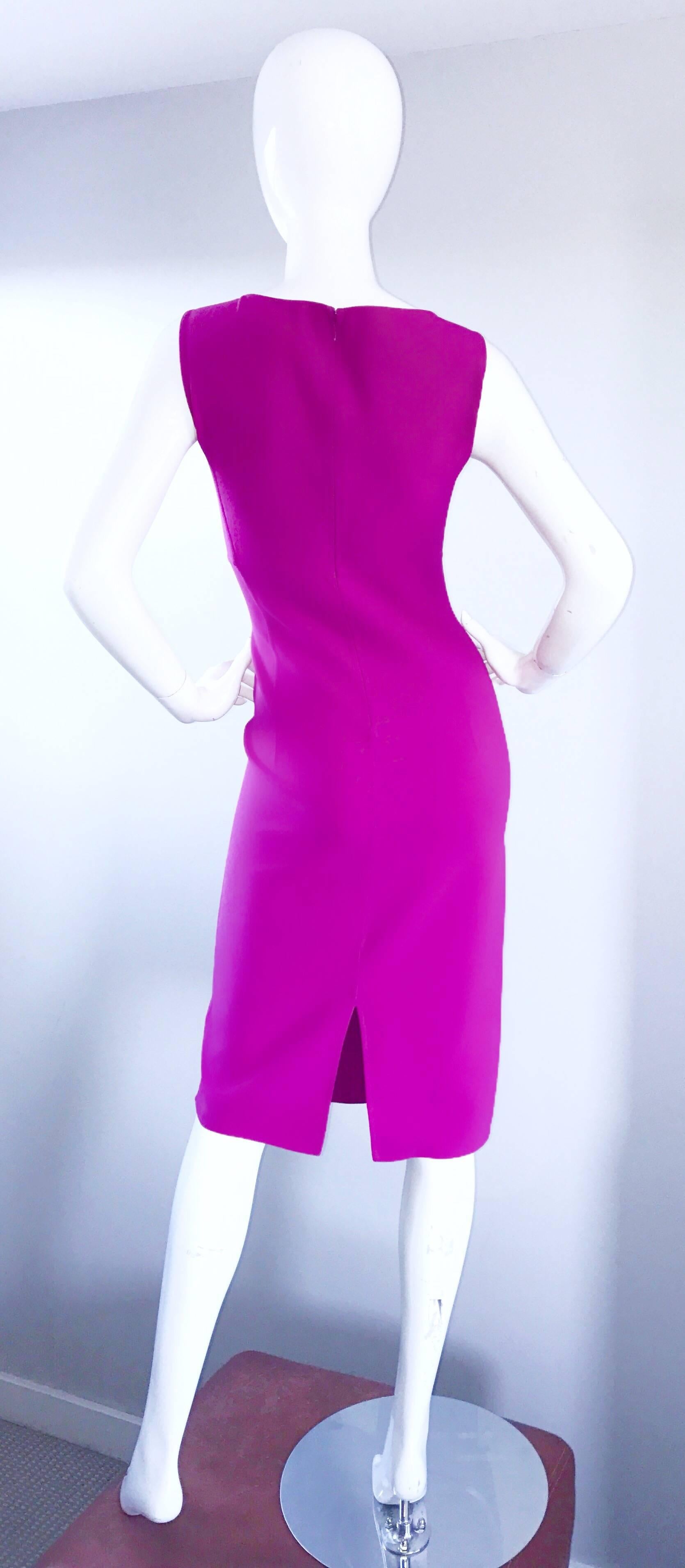 Michael Kors Collection Fuchsia Hot Pink Double Face Wool Runway Dress, Size 10  In New Condition In San Diego, CA