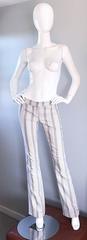 Christian Dior John Galliano Y2K Gray and White Pinstripe Flared Leg Trousers