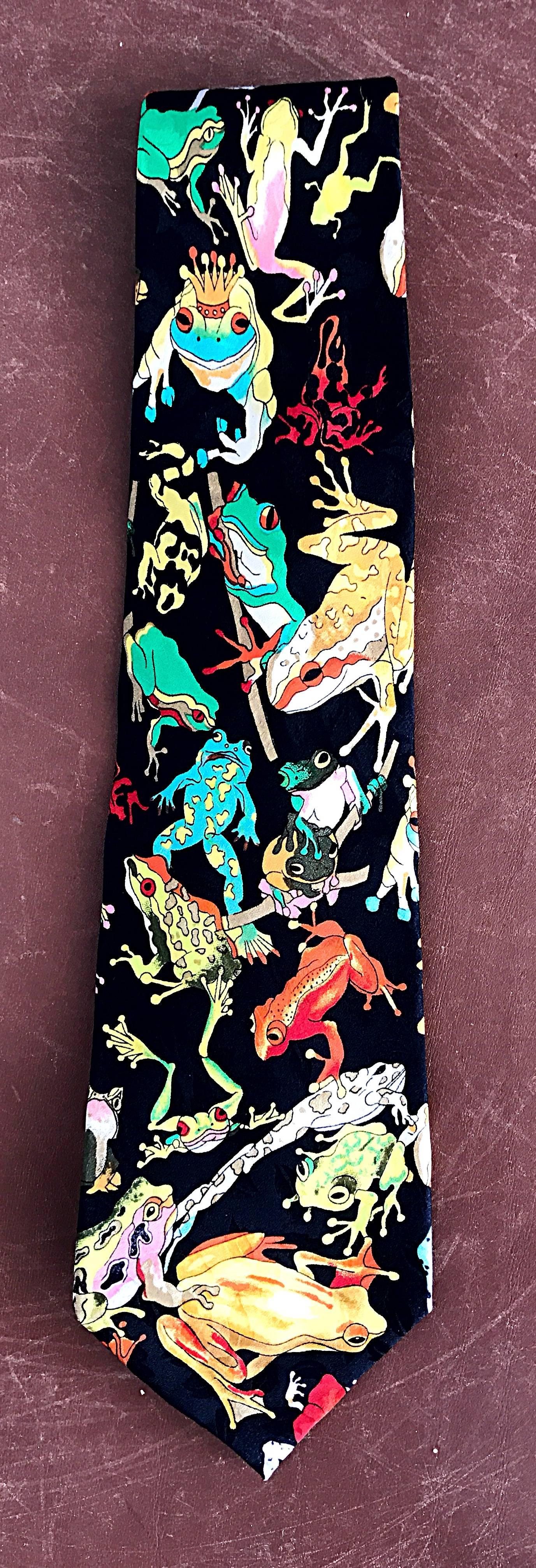 Women's or Men's Super Rare Nicole Miller Limited Edition Vintage Men's 1990s Frog Novelty Tie 