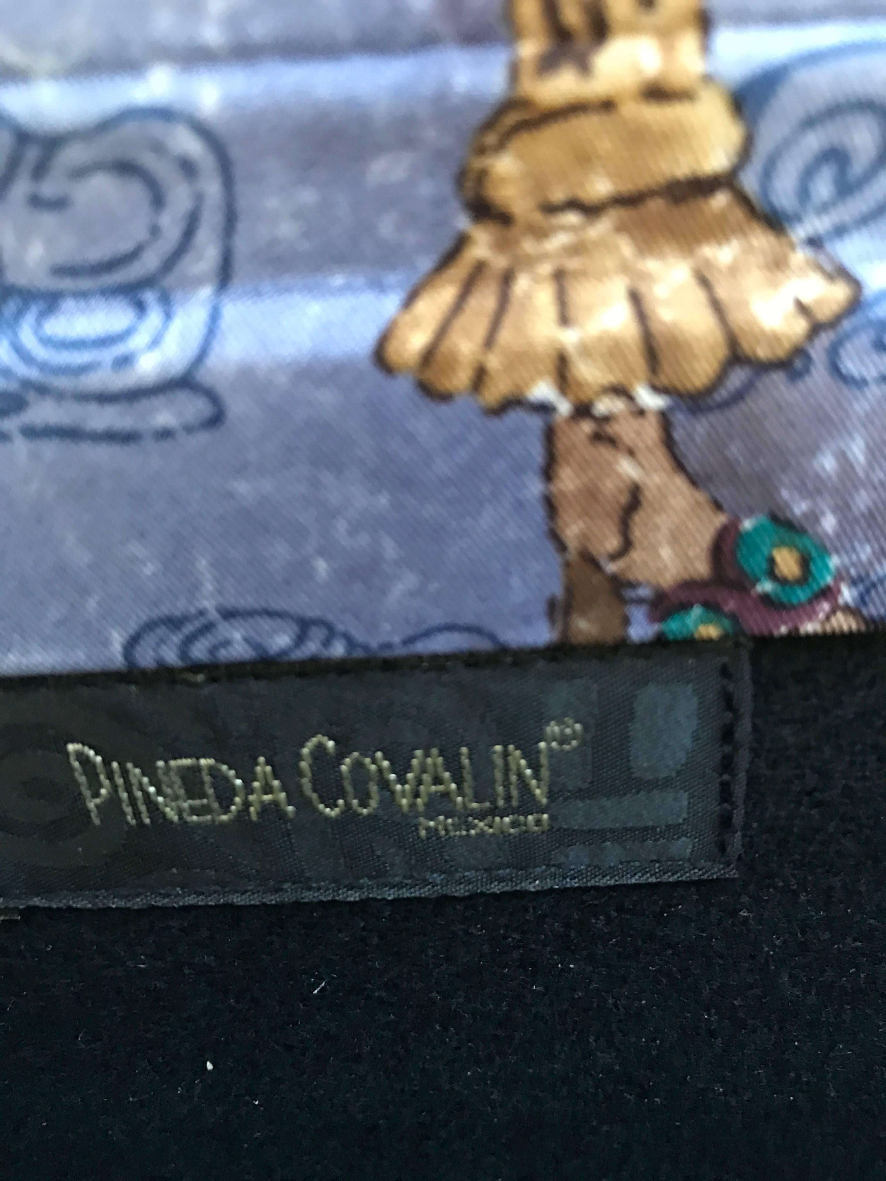 Vintage Pineda Covalin Blue Silk Aztec Mexican Asymmetrical Avant Garde Clutch 3