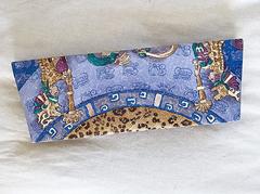 Vintage Pineda Covalin Blue Silk Aztec Mexican Asymmetrical Avant Garde Clutch