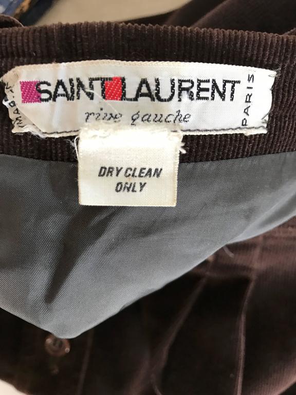 1970s Yves Saint Laurent Rive Gauche Brown Corduroy A - Line Vintage ...