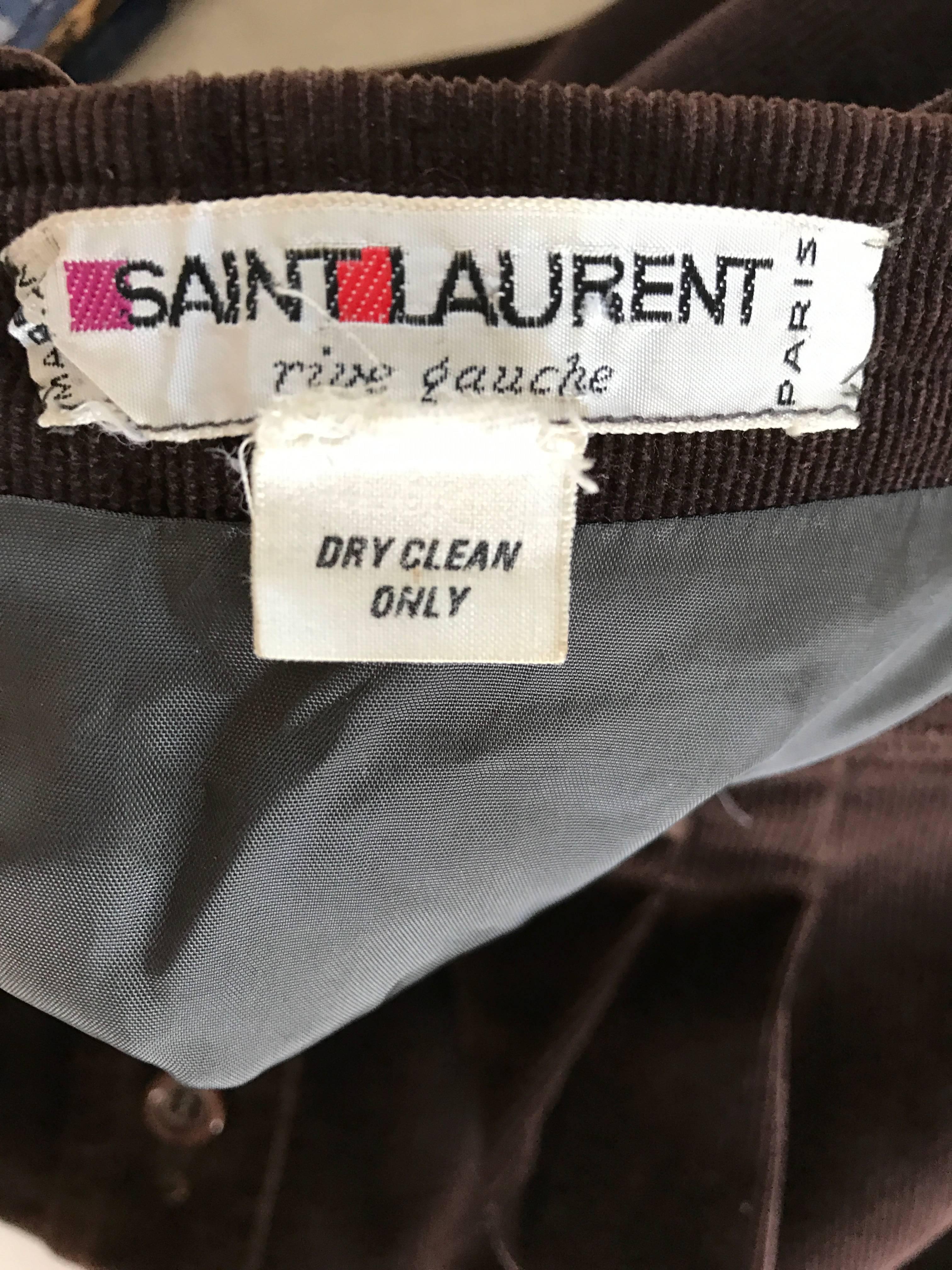 1970s Yves Saint Laurent Rive Gauche Brown Corduroy A - Line Vintage Mide Skirt  For Sale 2