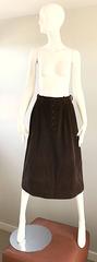 1970s Yves Saint Laurent Rive Gauche Brown Corduroy A - Line Vintage Mide Skirt