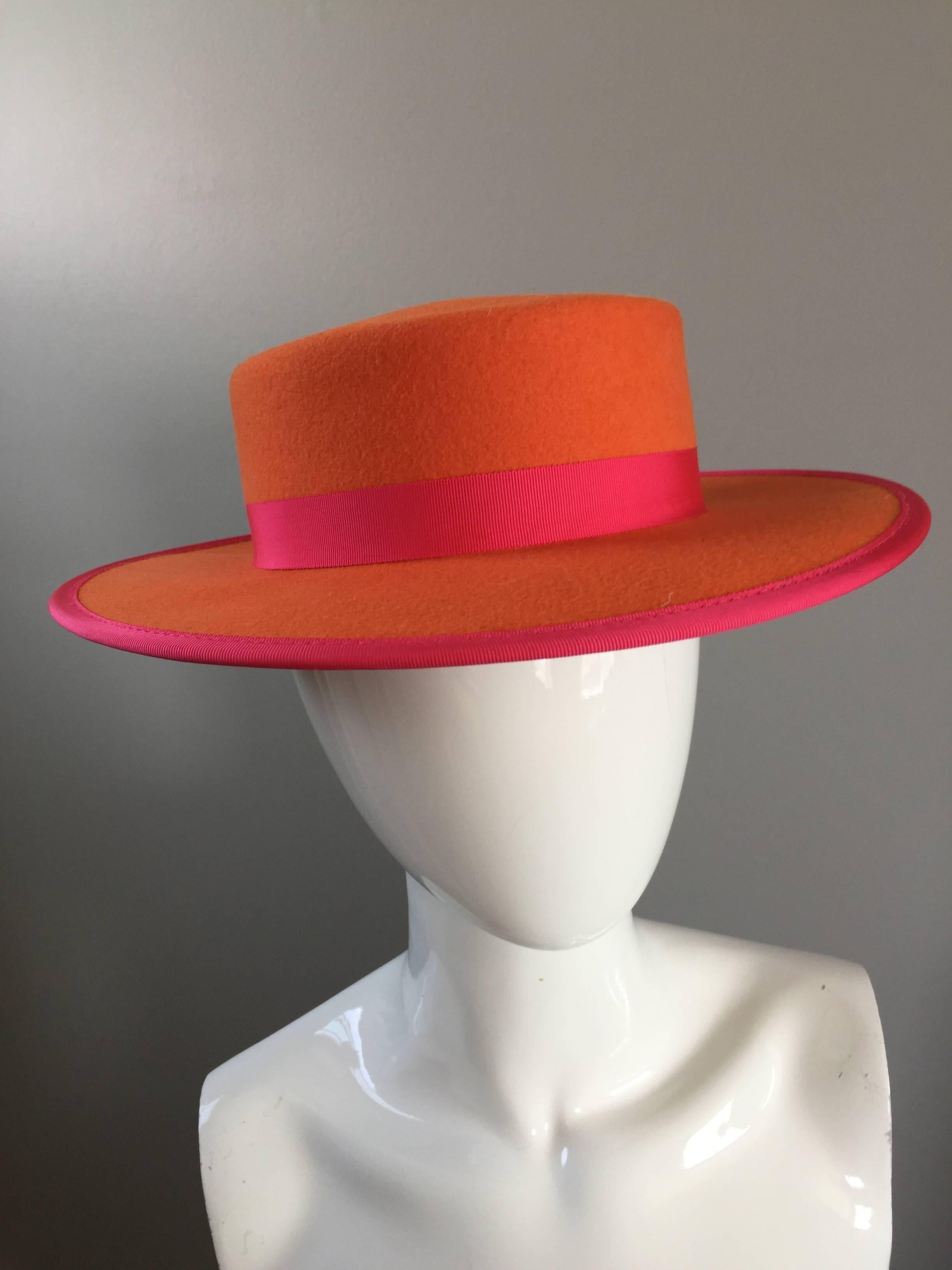orange and pink hat