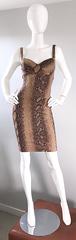 Ninivah Khomo 1990s Rare Vintage Snakeskin Print Bodycon Sexy Cotton 90s Dress