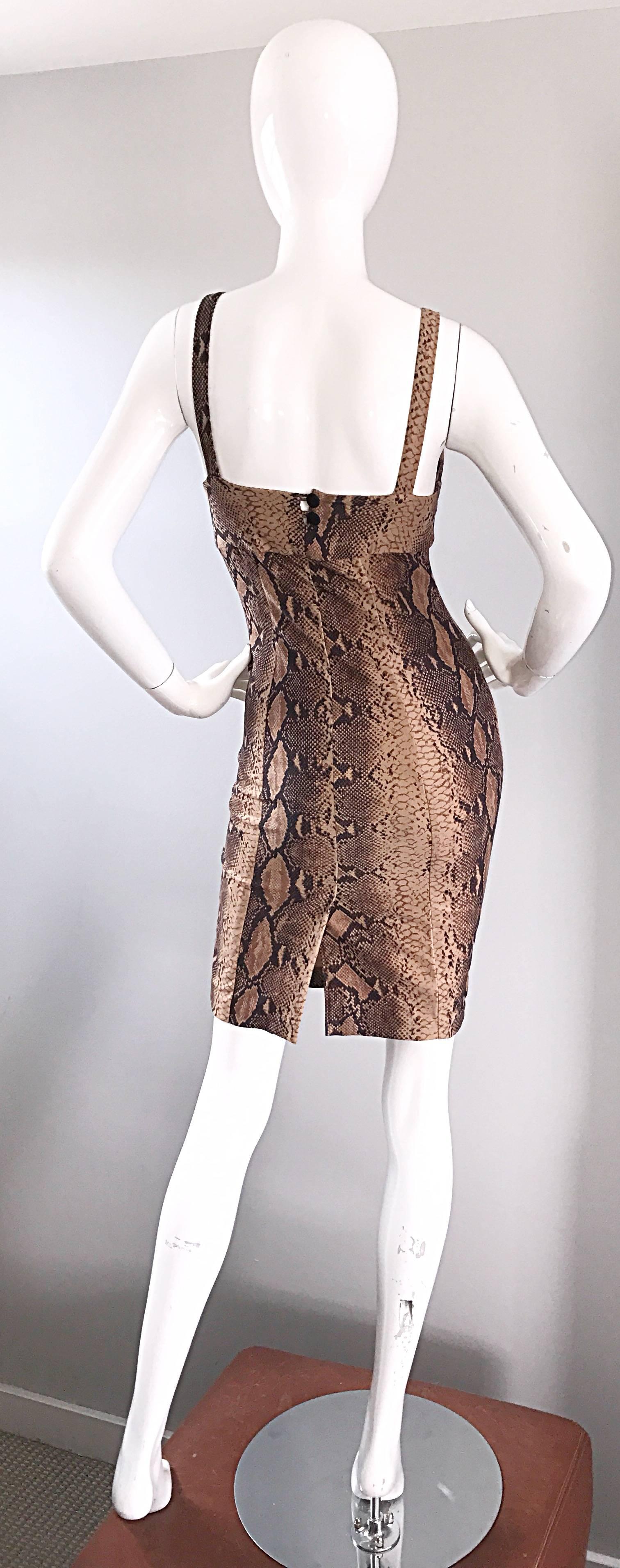 Ninivah Khomo 1990s Rare Vintage Snakeskin Print Bodycon Sexy Cotton 90s Dress  2