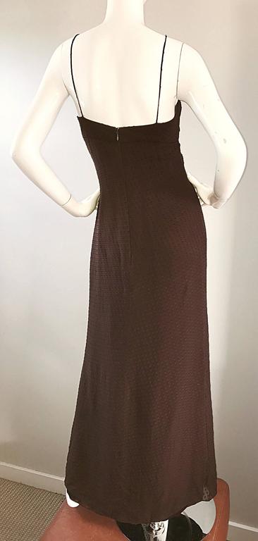 Carolina Herrera 1990s Espresso Brown Seda Chiffon Sz Vintage