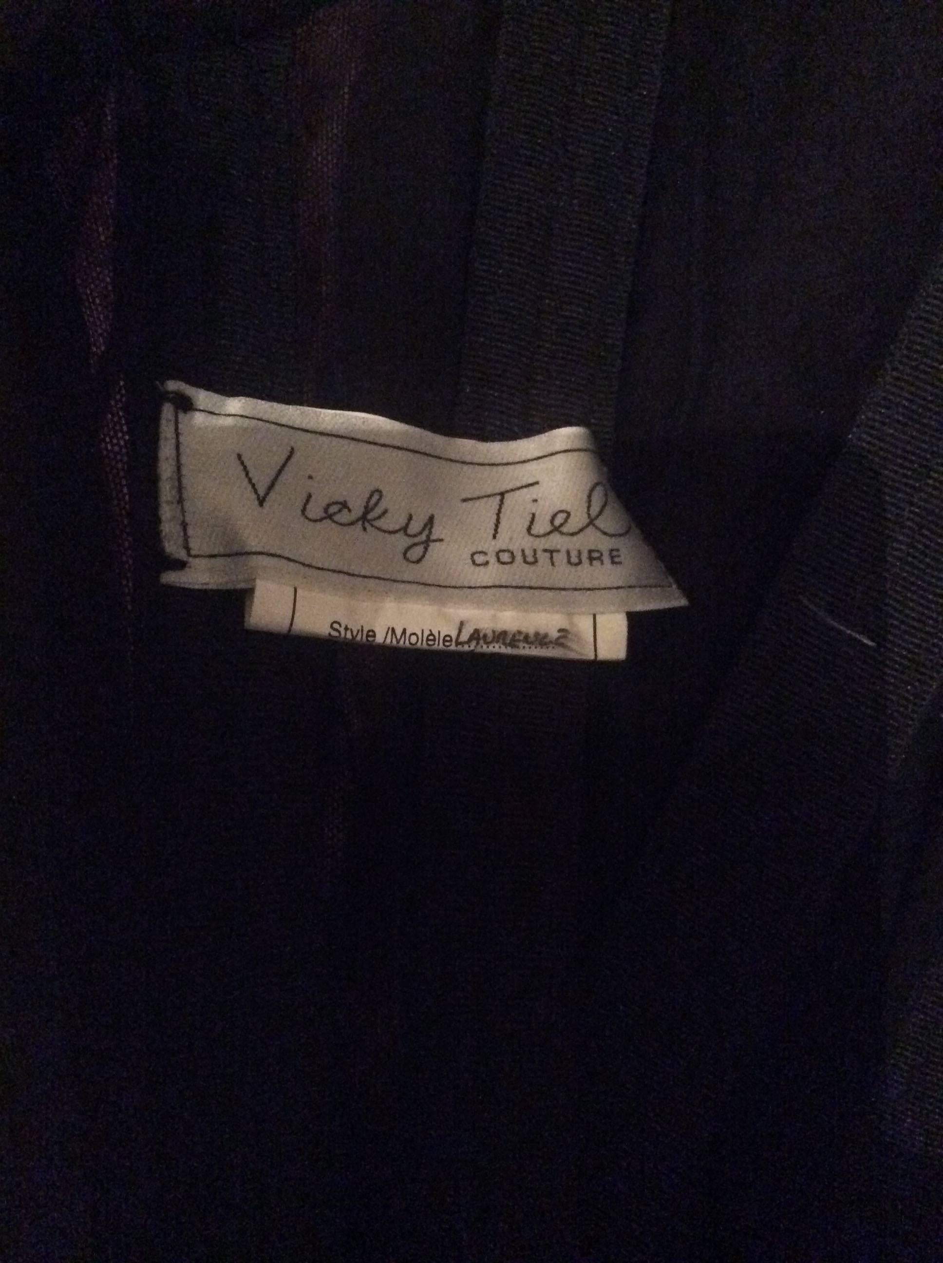 Vintage Vicky Tiel Couture Schwarzes trägerloses Flapper-Kleid mit Pailletten und Perlen  im Angebot 6