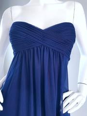Vintage Vicky Tiel Couture Navy Blue Strapless Silk and Mesh Gown Evening Dress