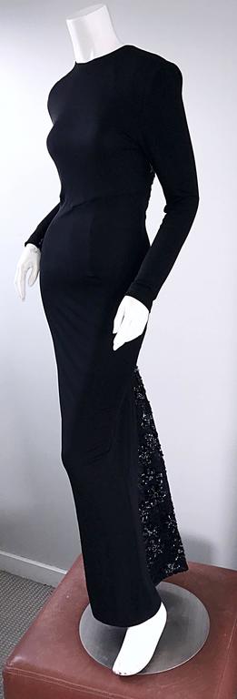 Showstopping Vintage VICKY TIEL COUTURE Black Silk Jersey Lace Sequin Gown Dress For Sale 3