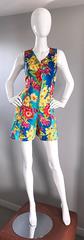 1990s Italian Flower Hawaiian Tropical One Piece Vintage 90s Colorful Romper