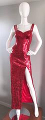 Della Roufogali Vintage Sexy 1990s Red Sequin Dress Jessica Rabbit Evening Gown