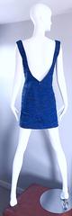 1990s Woven Leather Royal Blue Vinage Sexy Bodycon 90s Couture Mini Dress