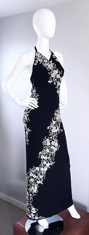 Vintage Bob Mackie Black and White Beaded Flowers Asian Inspired ...