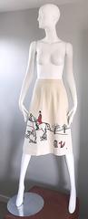 Rare 1970s Vested Gentress Equestrian Fox Hunter Novelty Vintage A - Line Skirt