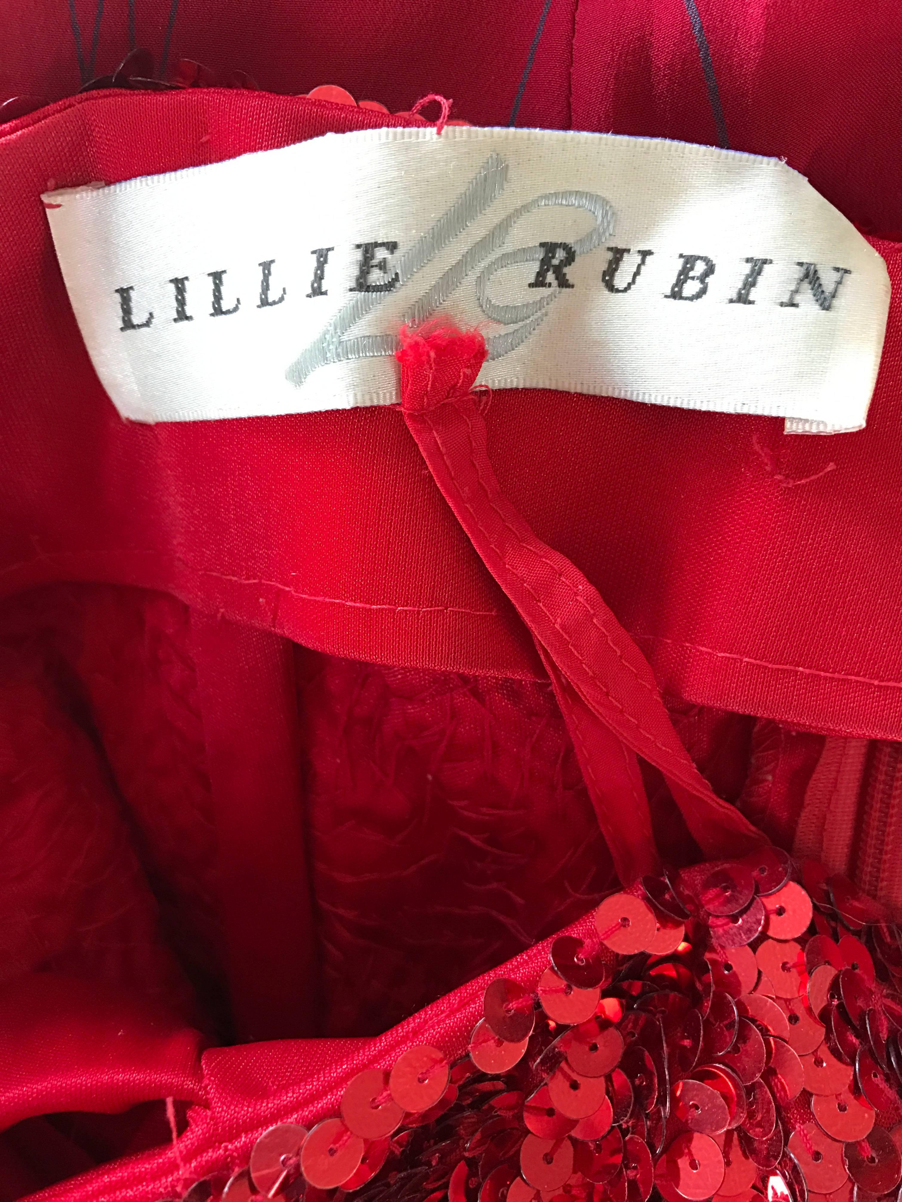 Lillie Rubin 1990s Sexy Vintage Red Sequin Off The Shoulder 90s Bodycon Dress For Sale 3