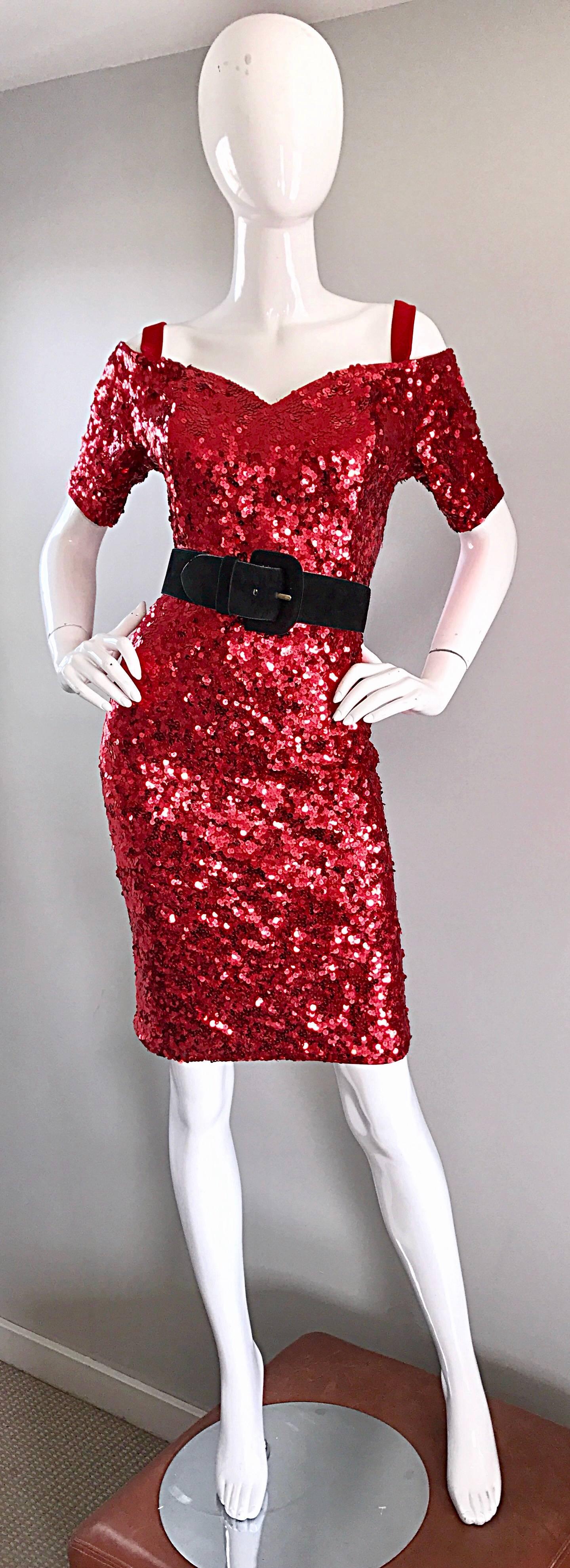 red sequin dress bodycon
