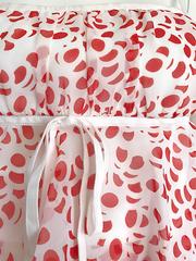 1970s Courreges Silk Chiffon Red and White Vintage 70s Empire Waist Logo Top