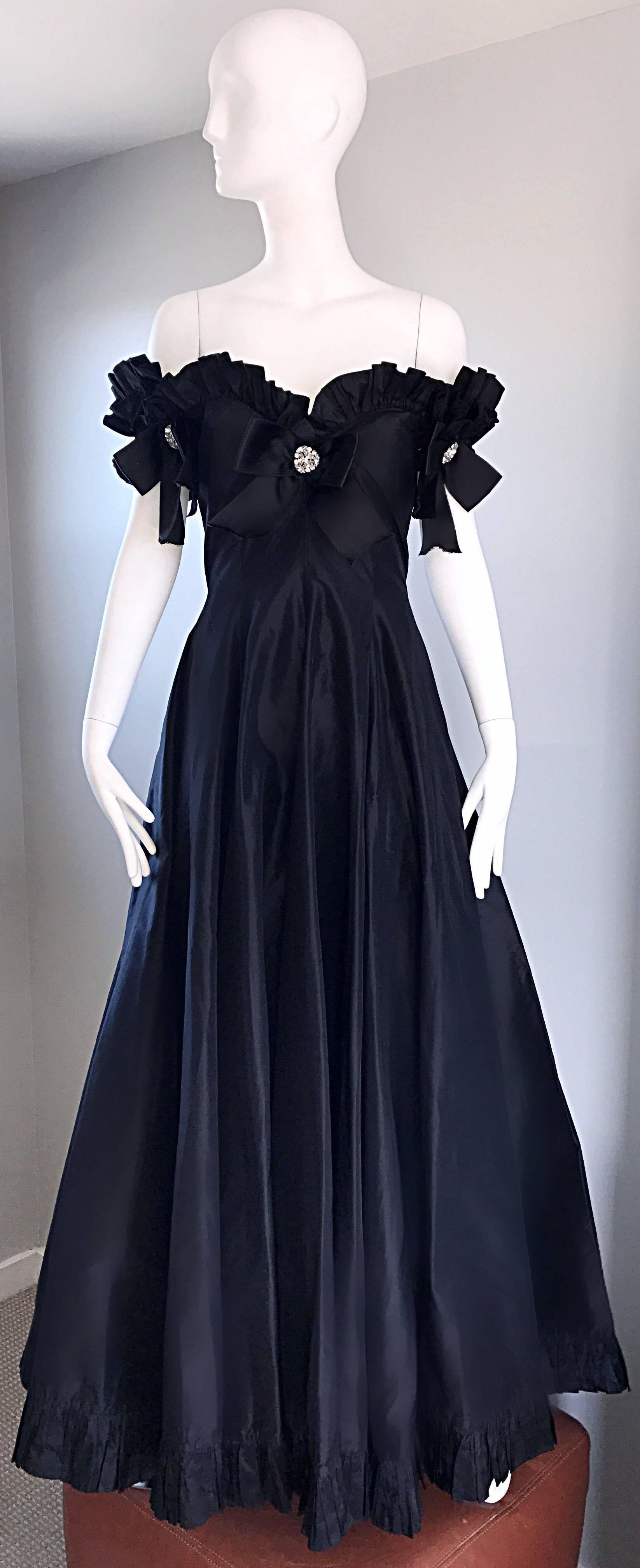 black off the shoulder evening gown