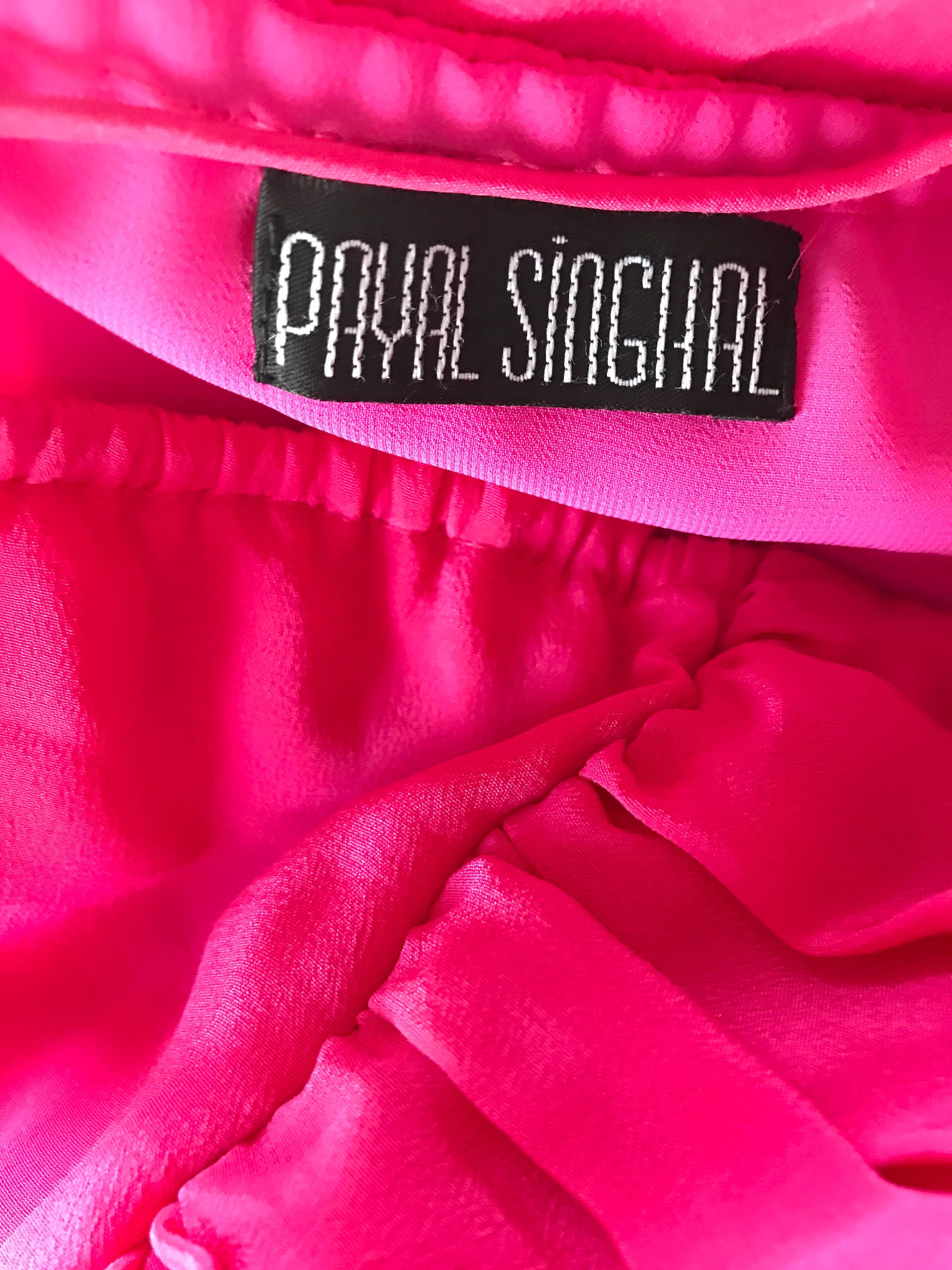 Payal Singhal First Collection c. 1999 Hot Pink Fuchsia Sequined Ruched Dress For Sale 3