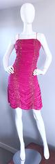Payal Singhal First Collection c. 1999 Hot Pink Fuchsia Sequined Ruched Dress