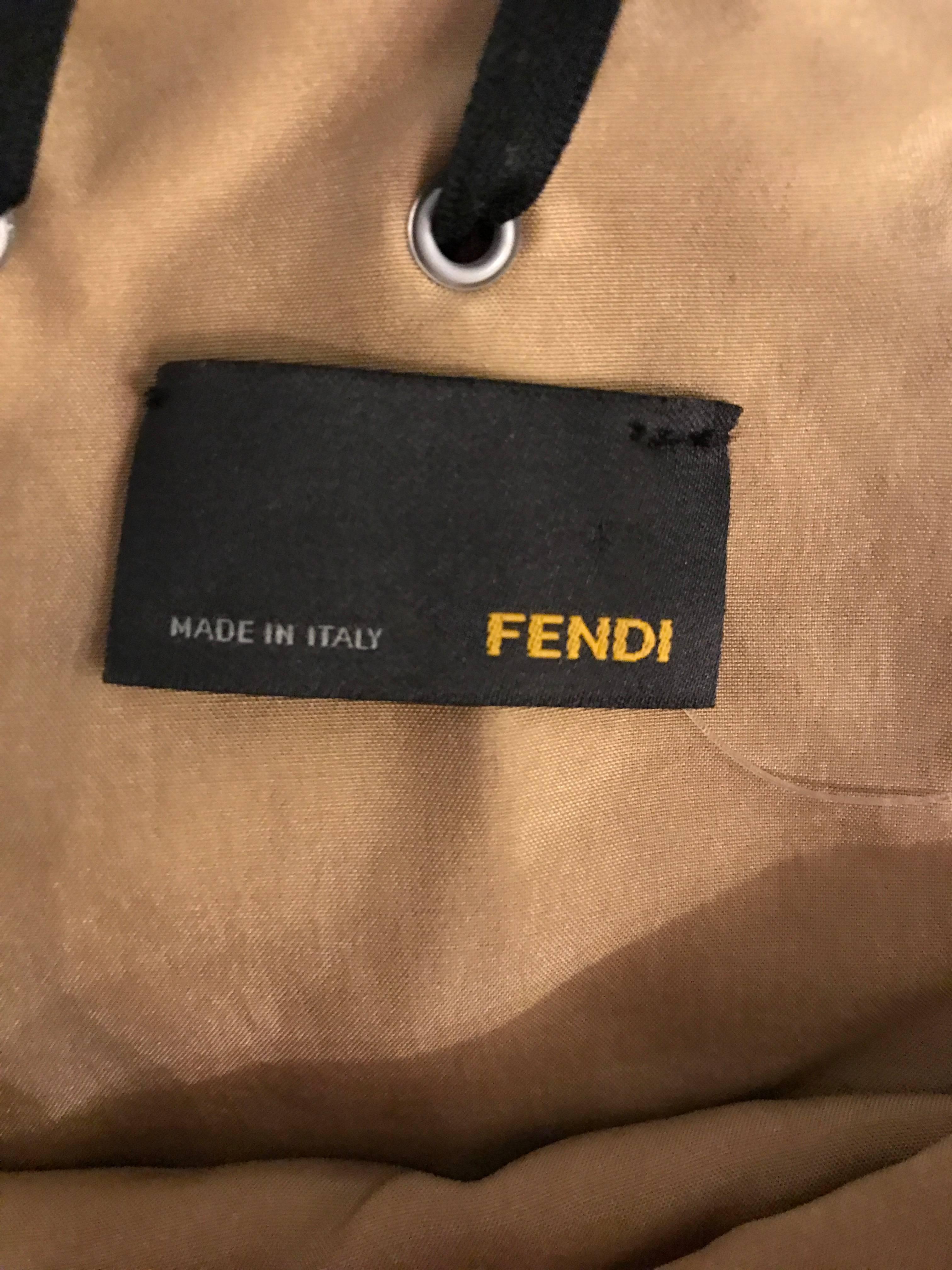 1990s Fendi by Karl Lagerfeld Tan Silk Vintage 90s Boho Tunic Blouse Size 42 For Sale 4
