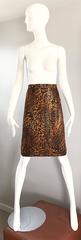 Vintage Escada Margaretha Ley Silk Leopard Print + Gold High Waist Pencil Skirt
